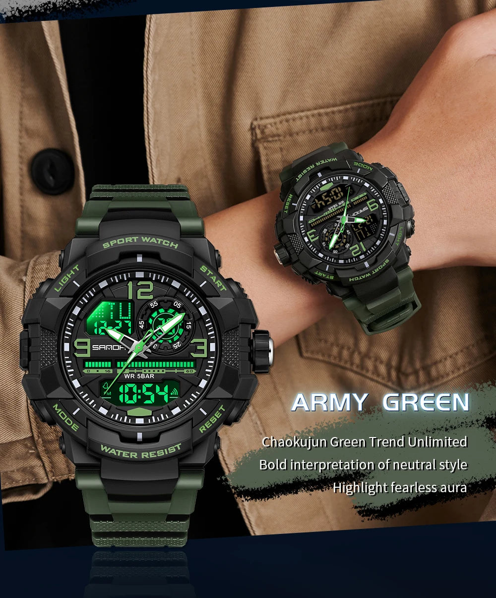 Reloj Deportivo SANDA Doble Pantalla para Hombre con Cronómetro