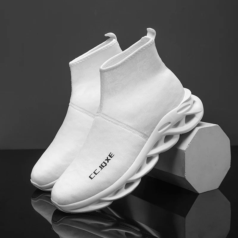 Zapatos informales transpirables para hombre, zapatos tobilleros antideslizantes a la moda para caminar al aire libre, zapatillas de deporte para hombre, zapatillas sin cordones con aumento de altura