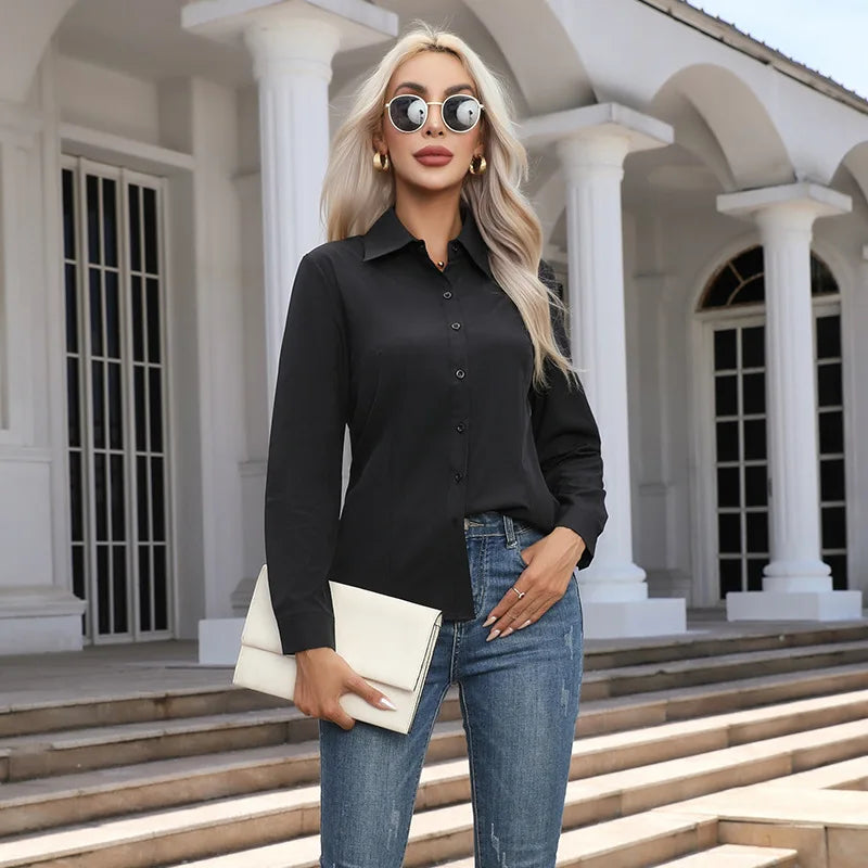 Blusa Elegante de Gasa con Botones para Mujer