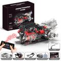 Juego de modelos de ensamblaje de bloques de construcción de motor V12 de 1610 Uds.-Kit MOC programable con control remoto por aplicación con luces y pulverización