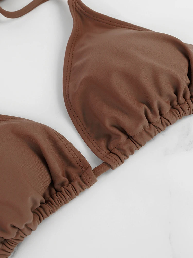 Nuevo Bikini con Tanga para mujer, conjunto de dos piezas, traje de baño Sexy Popular de estilo playero con cordones para mujer, microtanga, Bikini, traje de baño 2025