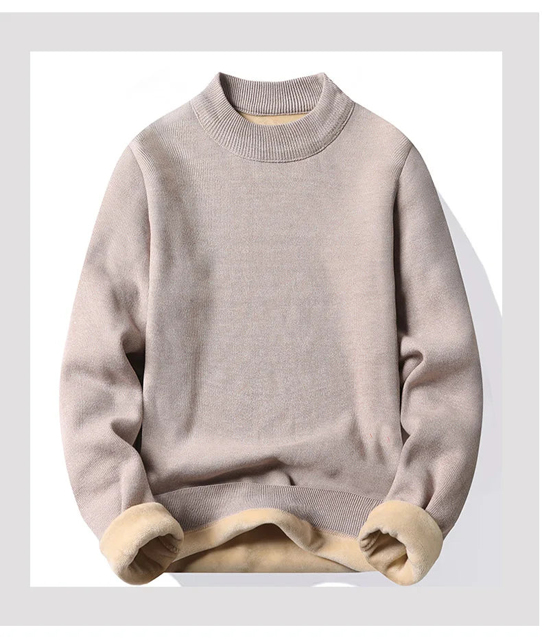 Jersey para hombre, suéter suave, camisas de terciopelo de invierno, ropa de marca, blusa fría cálida de lana tejida, camisas inferiores ajustadas