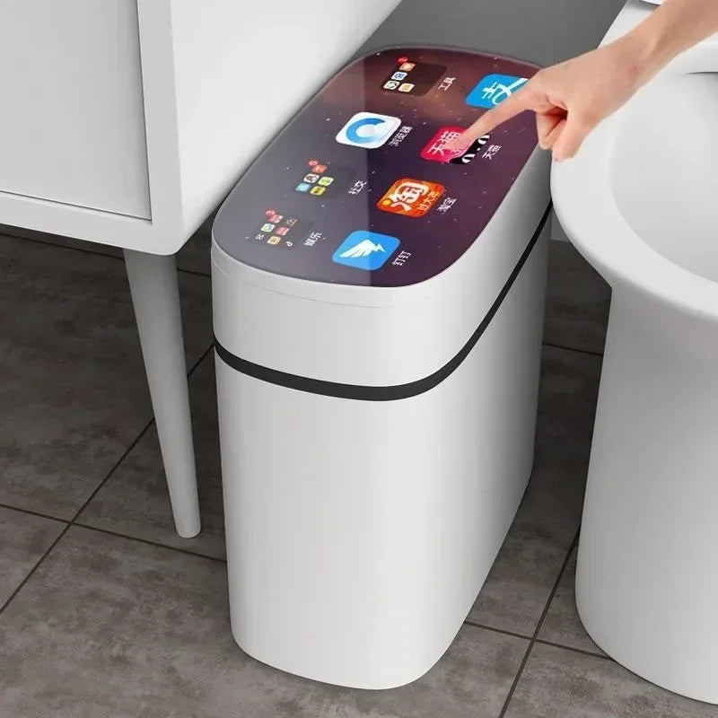 Bote de basura de inducción inteligente, sala de estar automática para el hogar, baño, nueva versión eléctrica, funda para cinturón de costura
