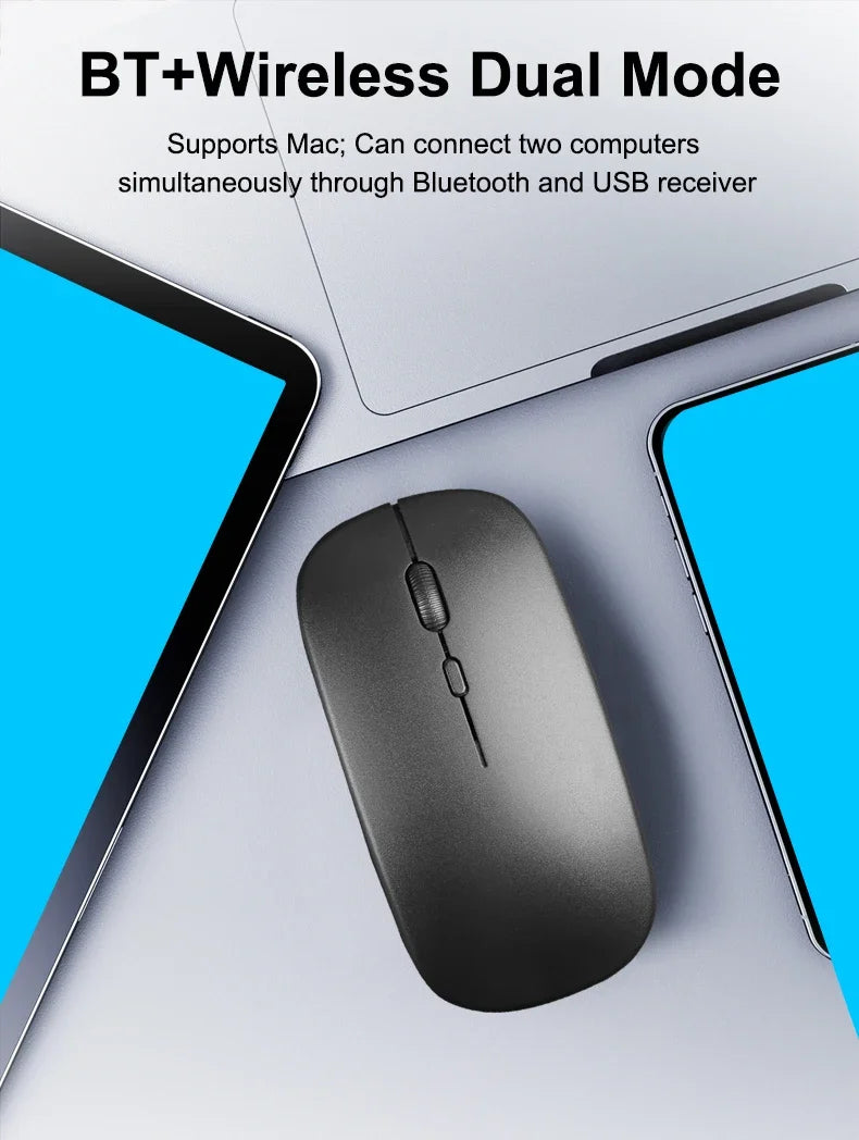Ratón inalámbrico portátil compatible con Bluetooth 2,4 GHz modos duales ratón de ordenador con Nano receptor para Notebook PC portátil Macbook