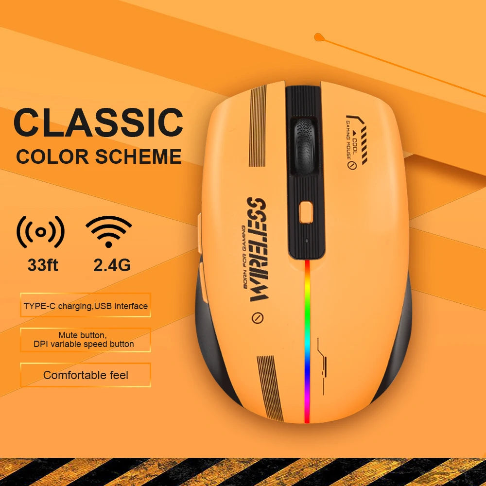 Ratón ergonómico recargable para juegos LT-T19, USB 2,4G, luz RGB inalámbrica, ordenadores de escritorio, portátiles y portátiles