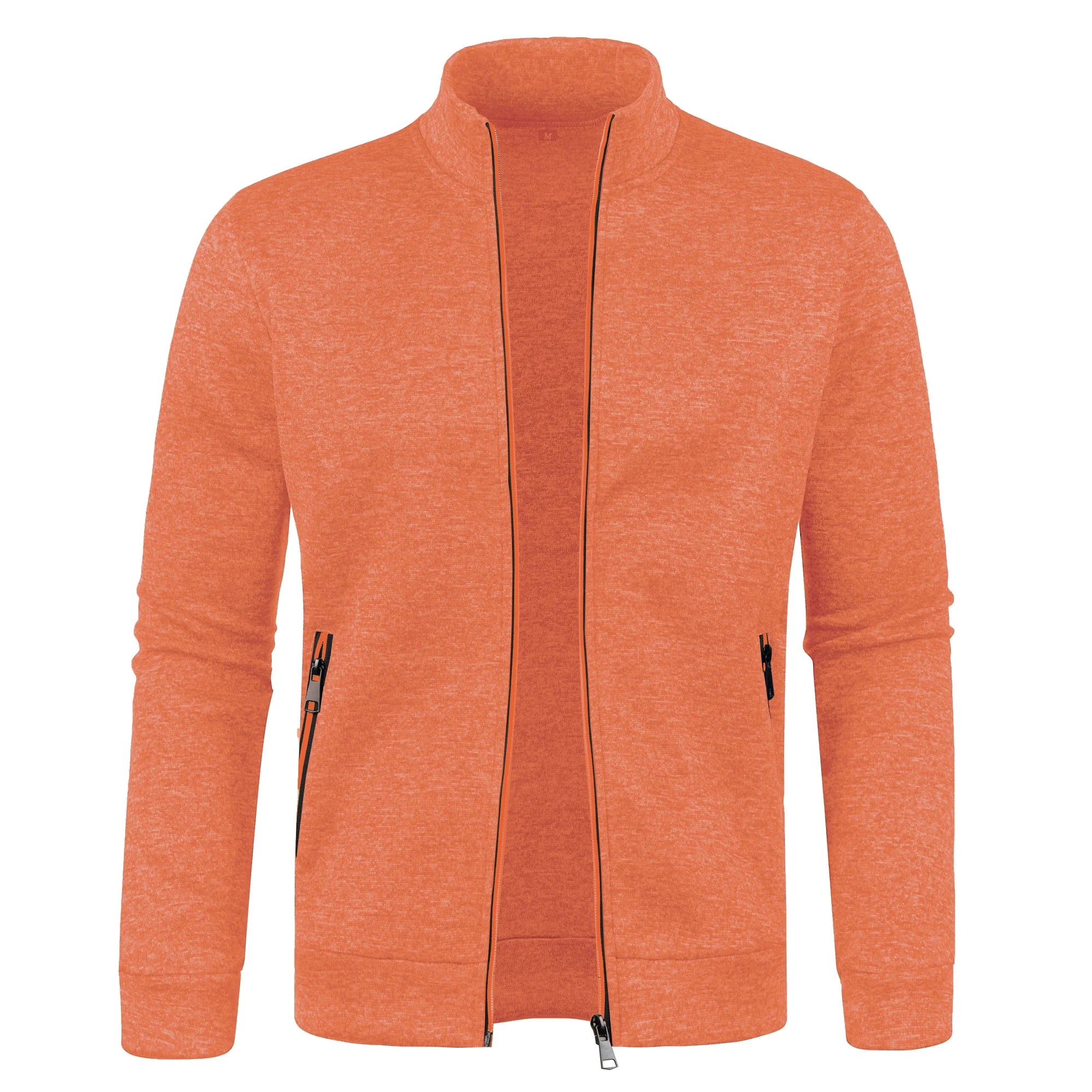 Otoño e Invierno, nuevo suéter largo con cremallera y mangas de bloque de Color para hombre, suéter fino de felpa, chaqueta informal ajustada, abrigo cómodo