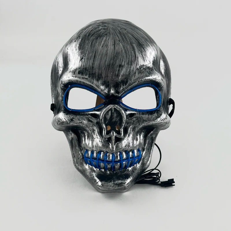Máscara de calavera malvada, mascarada de Carnaval de Halloween, Casa Encantada, decoración aterradora, esqueleto de Cosplay, Fiesta Temática aterradora, máscara iluminada
