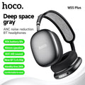 Auriculares HOCO W55 Plus con cancelación de ruido ANC, Bluetooth 5.4, inalámbricos, deportivos, supraaurales, para teléfonos inteligentes, modo AUX.