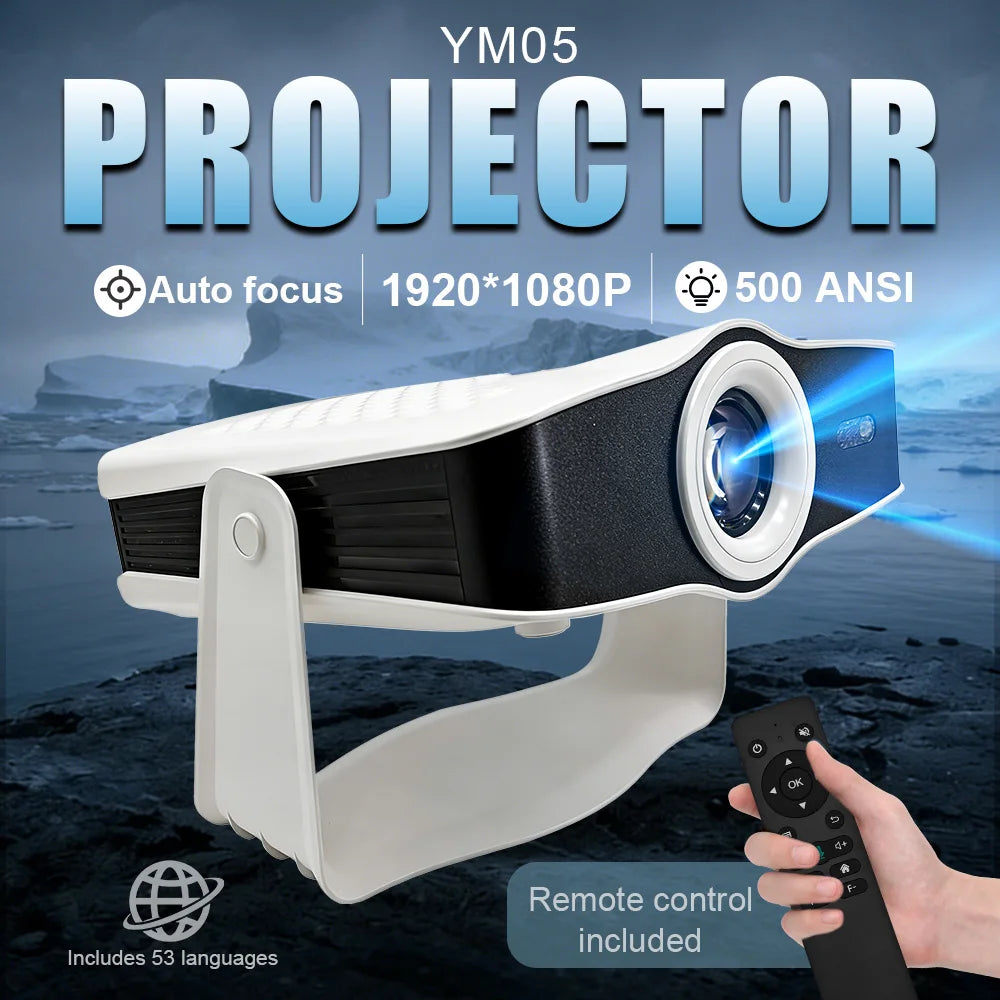 Nuevo Proyector Portátil YM05 2026, Resolución Nativa 1080P, 800 ANSI Lúmenes, Enfoque Automático, Android 14, 180 °   Cine en Casa y al Aire Libre Giratorio