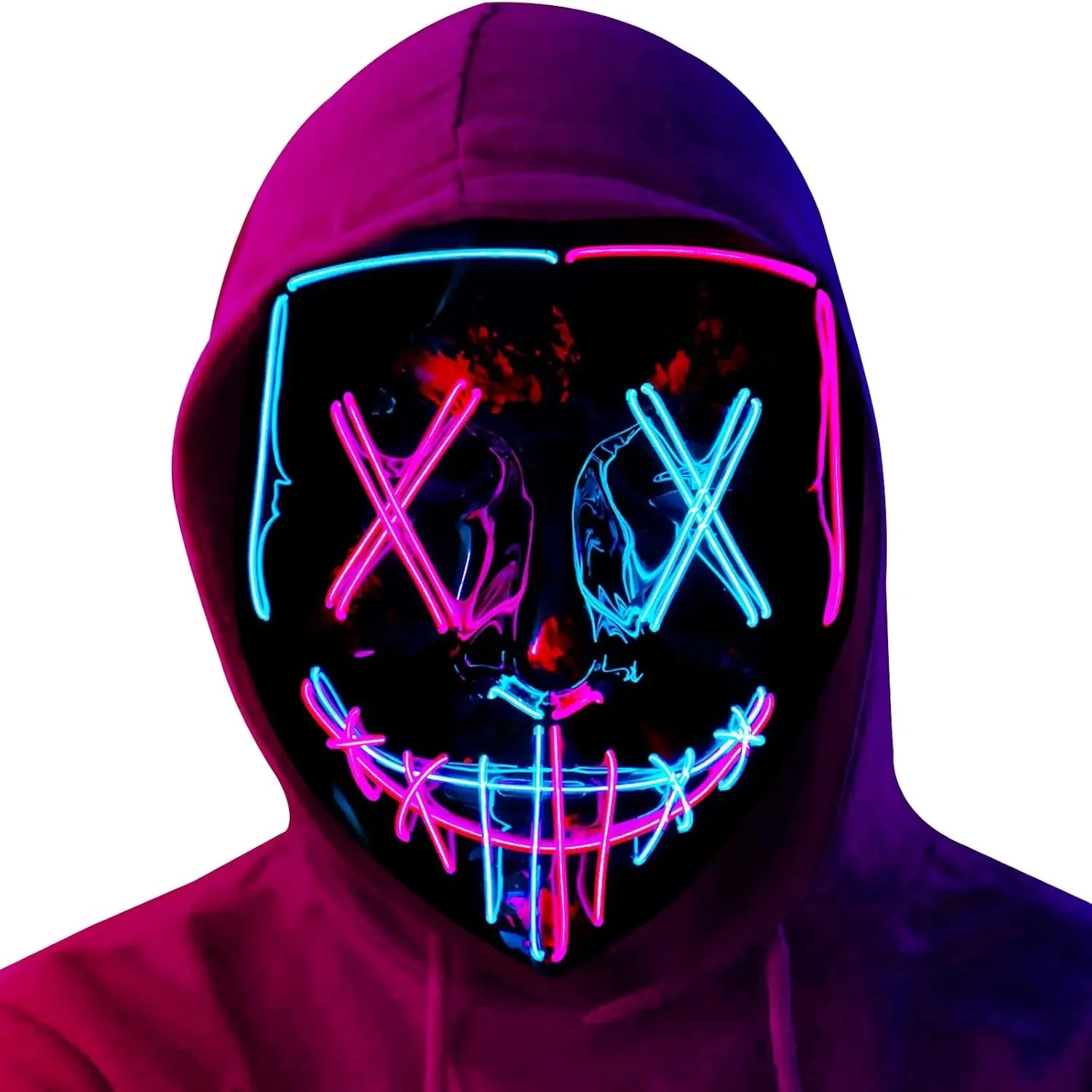 Máscara de Halloween Poptrend, máscara con luz LED, máscara aterradora para Festival, Cosplay, disfraz de Halloween, fiestas de disfraces, regalo de Carnaval