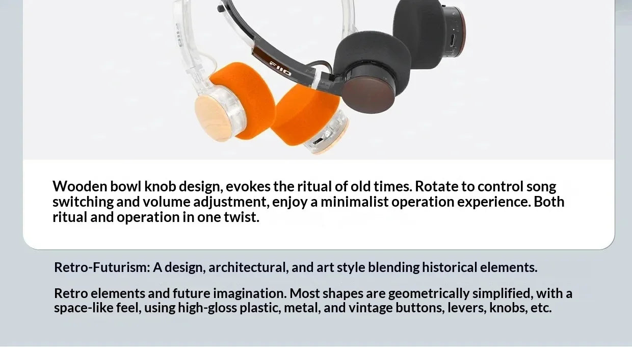 Auriculares Fiio Eh11 Retro Over-Ear Bluetooth con Controlador Dinámico Grande de 40 mm, Carcasa Mecánica, Auriculares con Audio de Alta Resolución Ldac