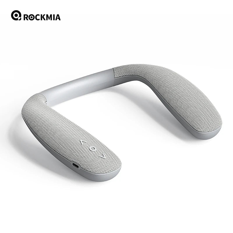 Rockmia EBS-908 Altavoz con banda para el cuello inalámbrico Bluetooth 5,0 U-Sharp 6W caja de bajos portátil para juegos viajar caminar y andar en bicicleta