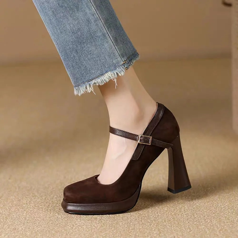 Zapatos de Tacón Alto con Plataforma para Mujer - Gamuza