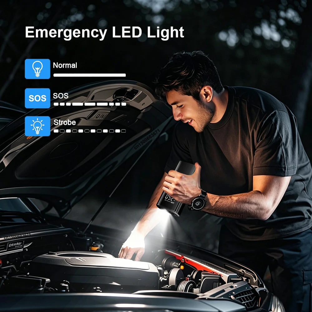 Bomba de aire inalámbrica portátil con pantalla digital para autos