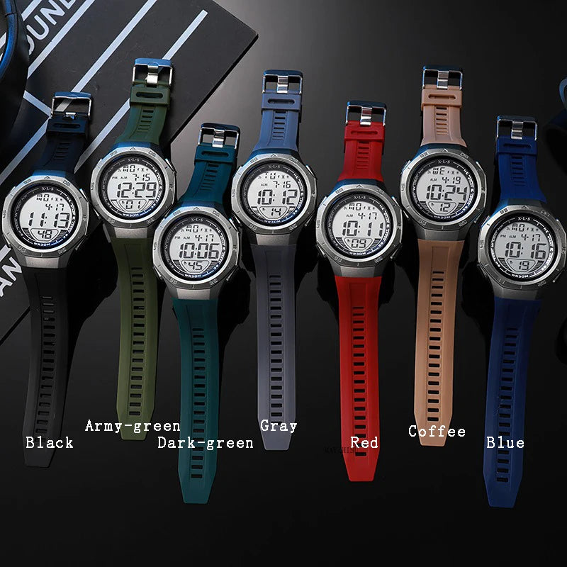 Reloj deportivo MAYZHISU para hombre, relojes de pulsera digitales LED resistentes al agua, cronómetro, despertador, relojes deportivos luminosos para hombres y adolescentes
