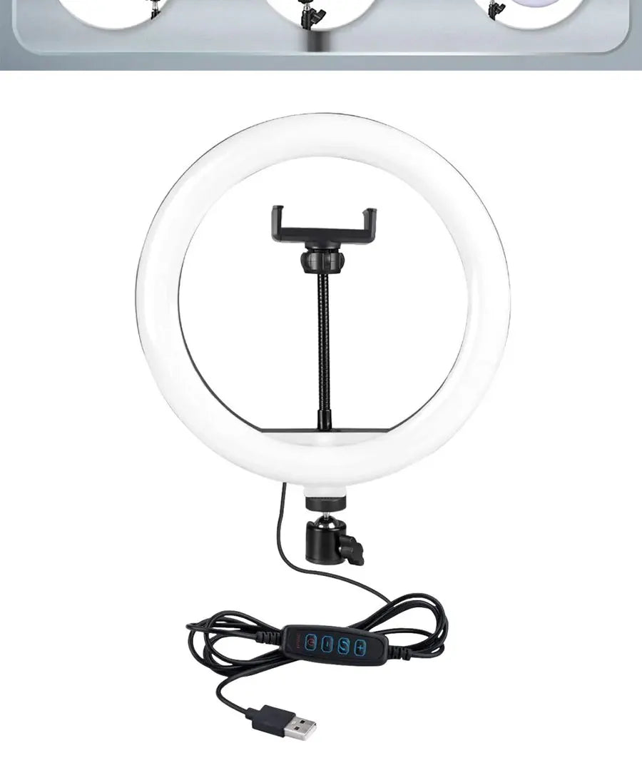 Lámpara de Belleza MYOBO de 10 Pulgadas y Kit de Trípode Plegable de 55 cm, Anillo de Luz LED Regulable para Fotografía/Vlogging/Transmisión en Vivo/Maquillaje/YouTube