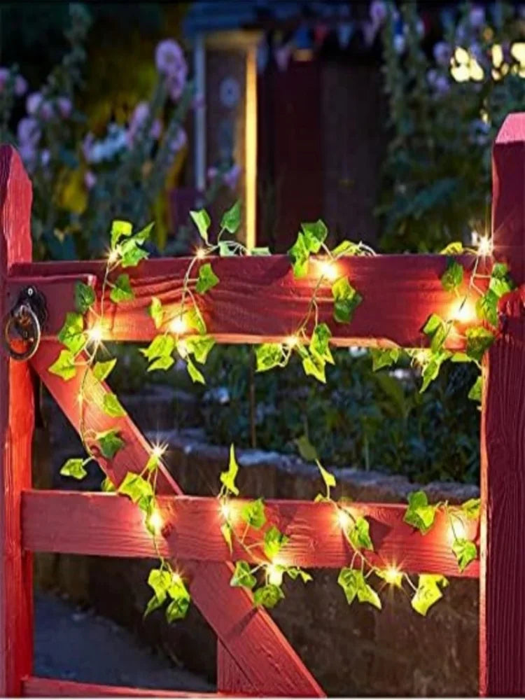 Guirnalda Solar LED con Hojas de Hiedra Artificial para Jardín y Bodas