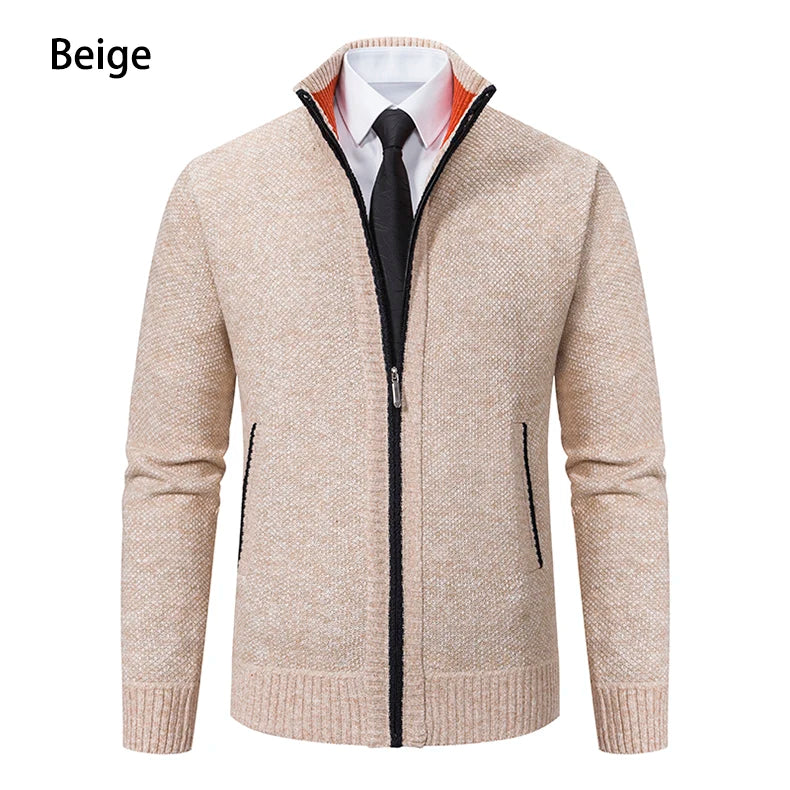 Buzo Cárdigan con Cremallera para Hombre – Cuello Alto y Forro Polar
