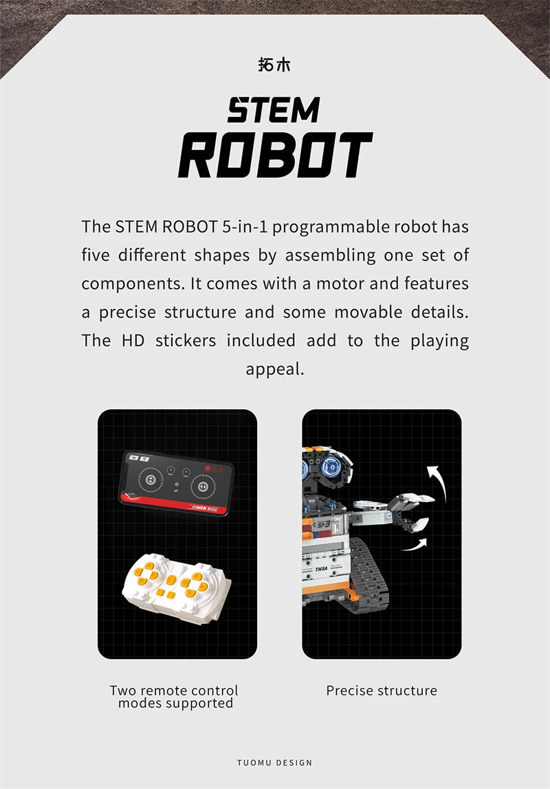 Bloques de construcción programables con brazo mecánico multieje, robot 5 en 1, juguetes de Control remoto, vástago interactivo, regalo de aprendizaje para niños