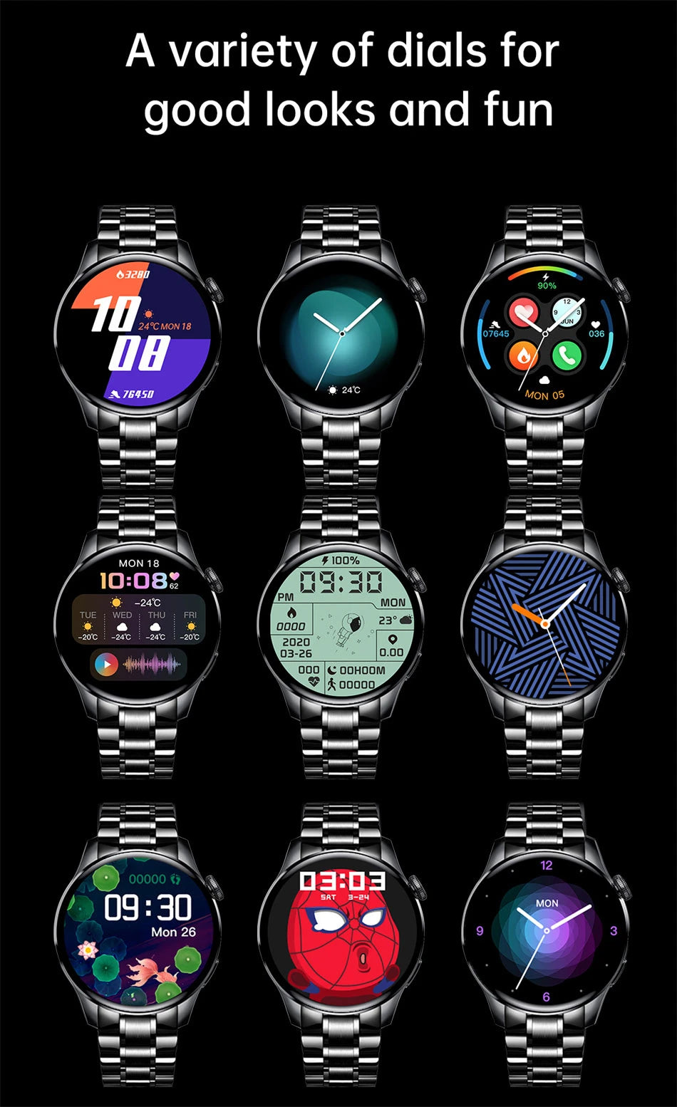 Smartwatch LIGE hombre, llamadas Bluetooth, pantalla AMOLED, resistente al agua