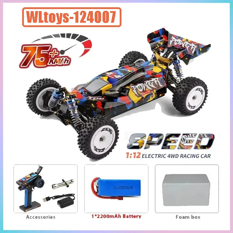 75 KM/H WLtoys 124016 V8 RC coche sin escobillas 4WD eléctrico de alta velocidad todoterreno Control remoto Drift Rc coches para adultos Juguetes