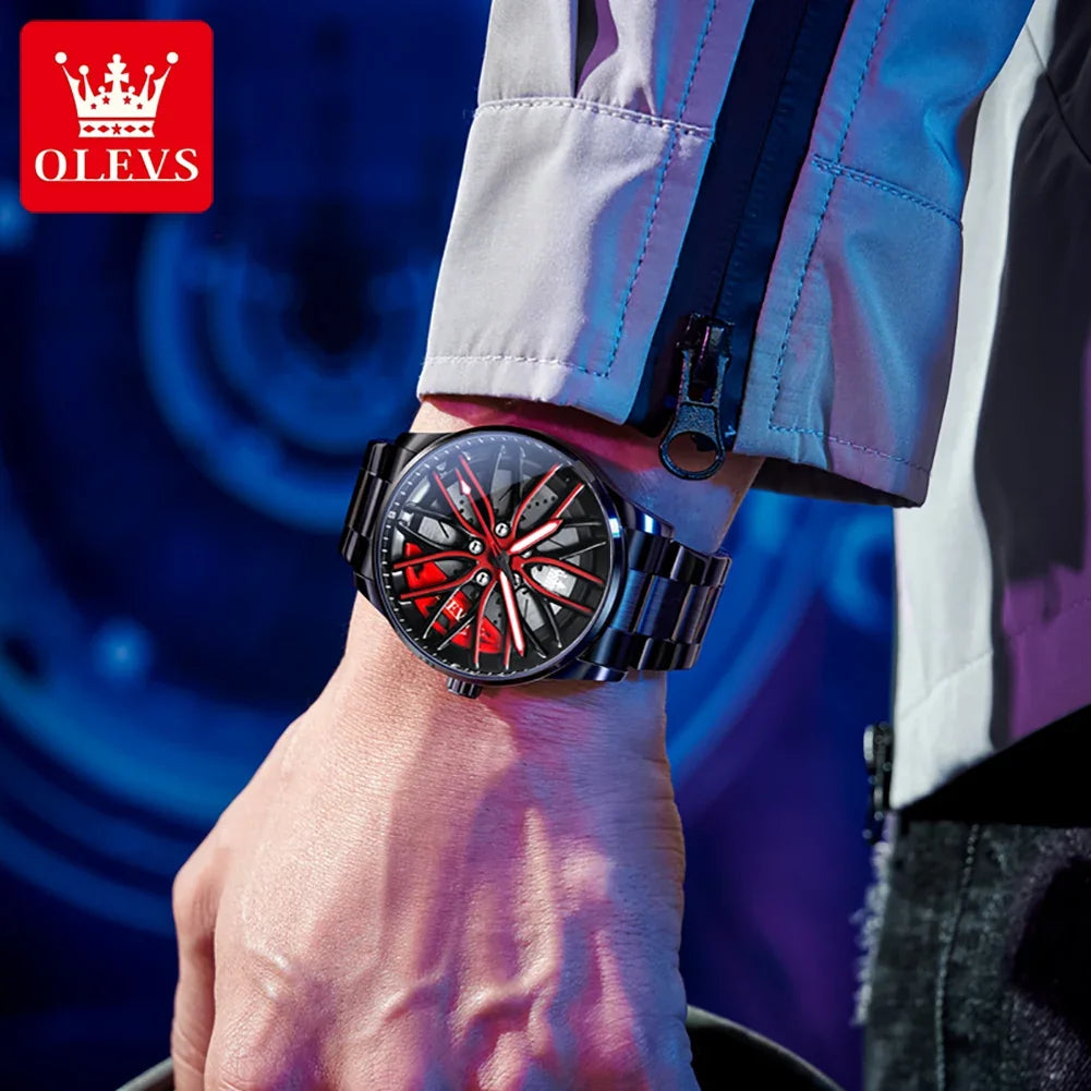 Reloj de Cuarzo OLEVS 9937 para Hombre con Esfera Giratoria de Acero