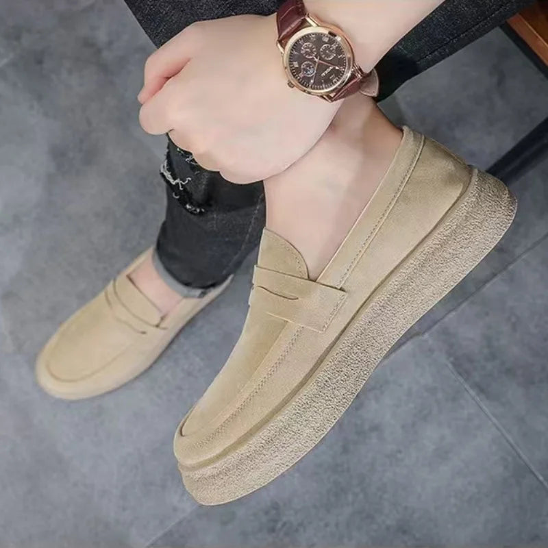 Mocasines con plataforma a la moda para hombre, zapatos informales cómodos para hombre, zapatillas ligeras sin cordones para caminar, zapatos planos transpirables para conducir