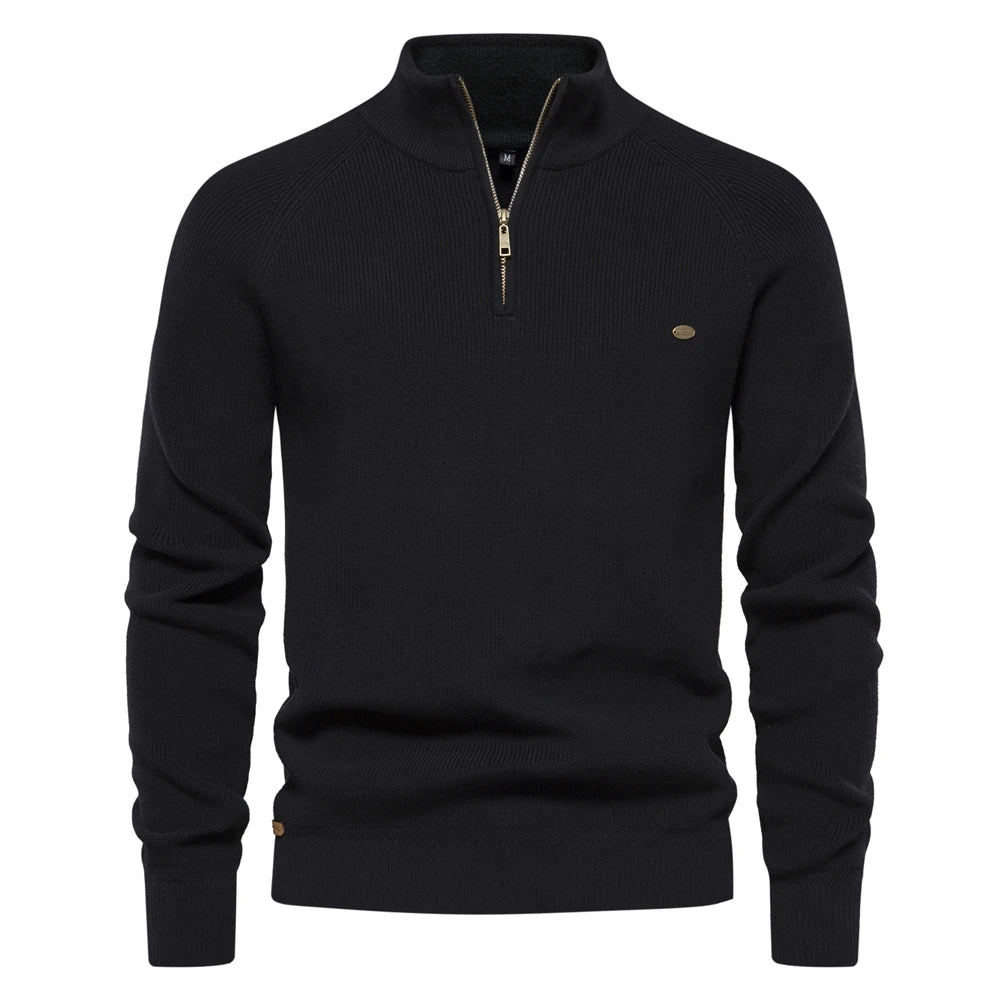 Cárdigans de algodón con cremallera para hombre, suéteres sociales informales a la moda, suéter de punto cálido de cuello alto para invierno, novedad de 2023