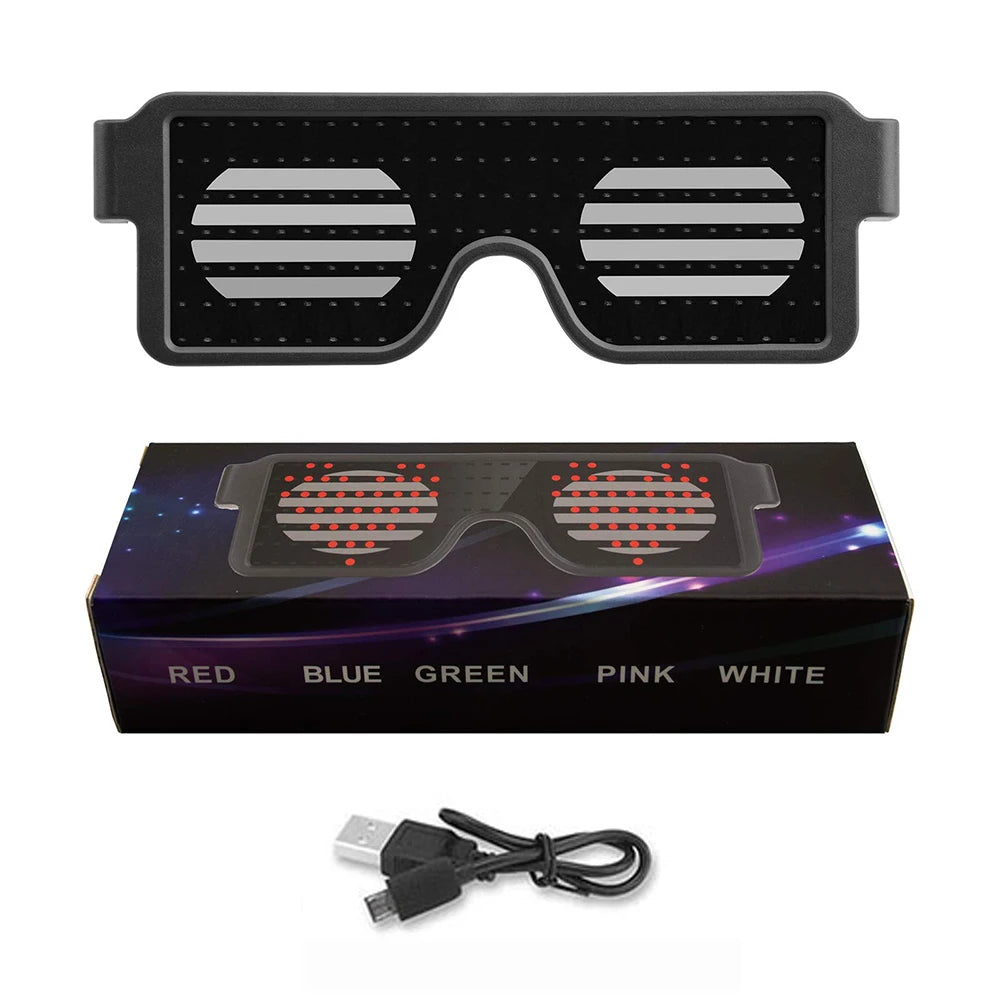 Gafas LED luminosas, gafas con luz, recargables por USB, gafas luminosas para Navidad, Halloween, festivales, disfraces, fiestas