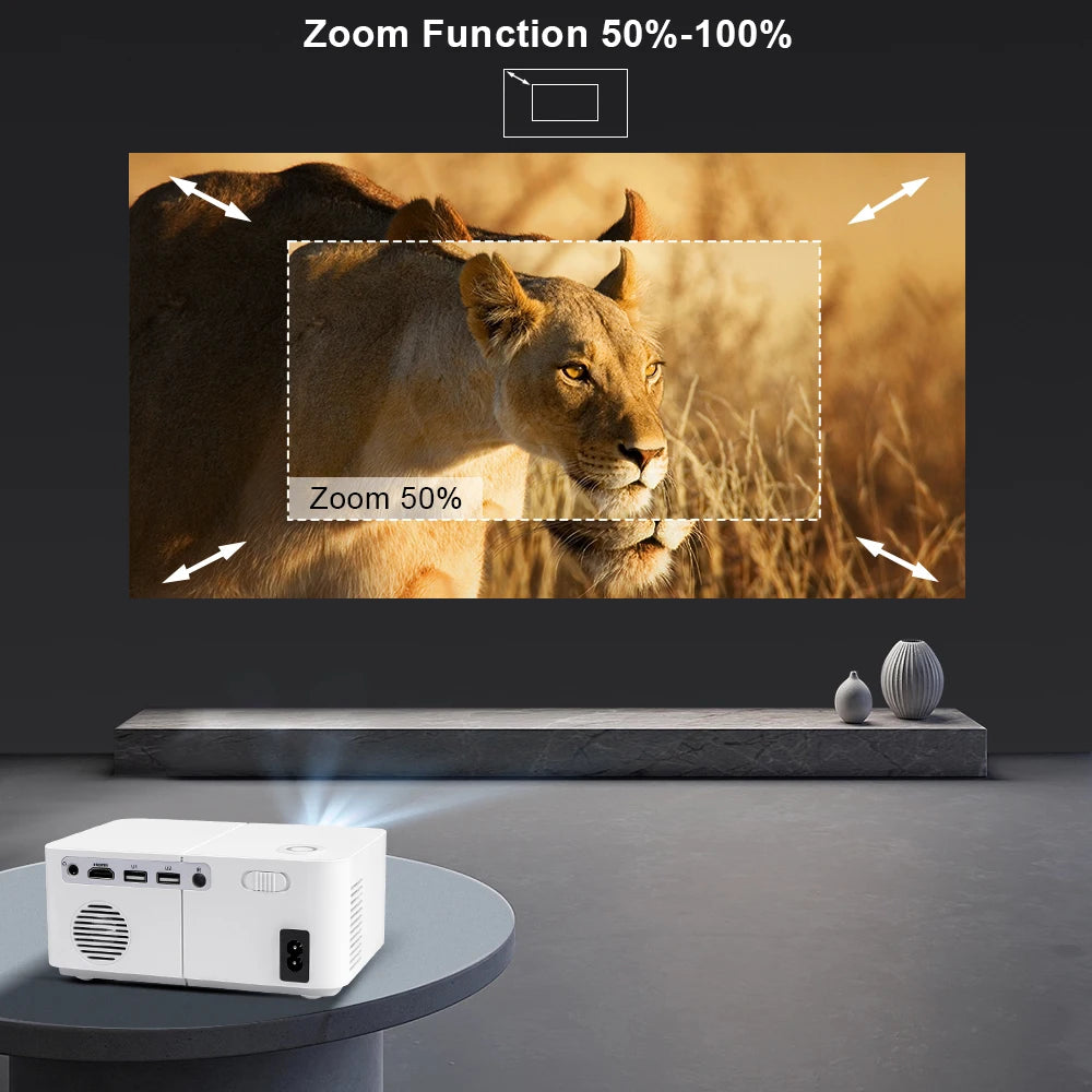 Proyector LED Full HD 1080P 4K HD300 WIFI 450 ANSI Mini Portátil para Cine en Casa, Dormitorio, Multimedia, Proyector Inteligente