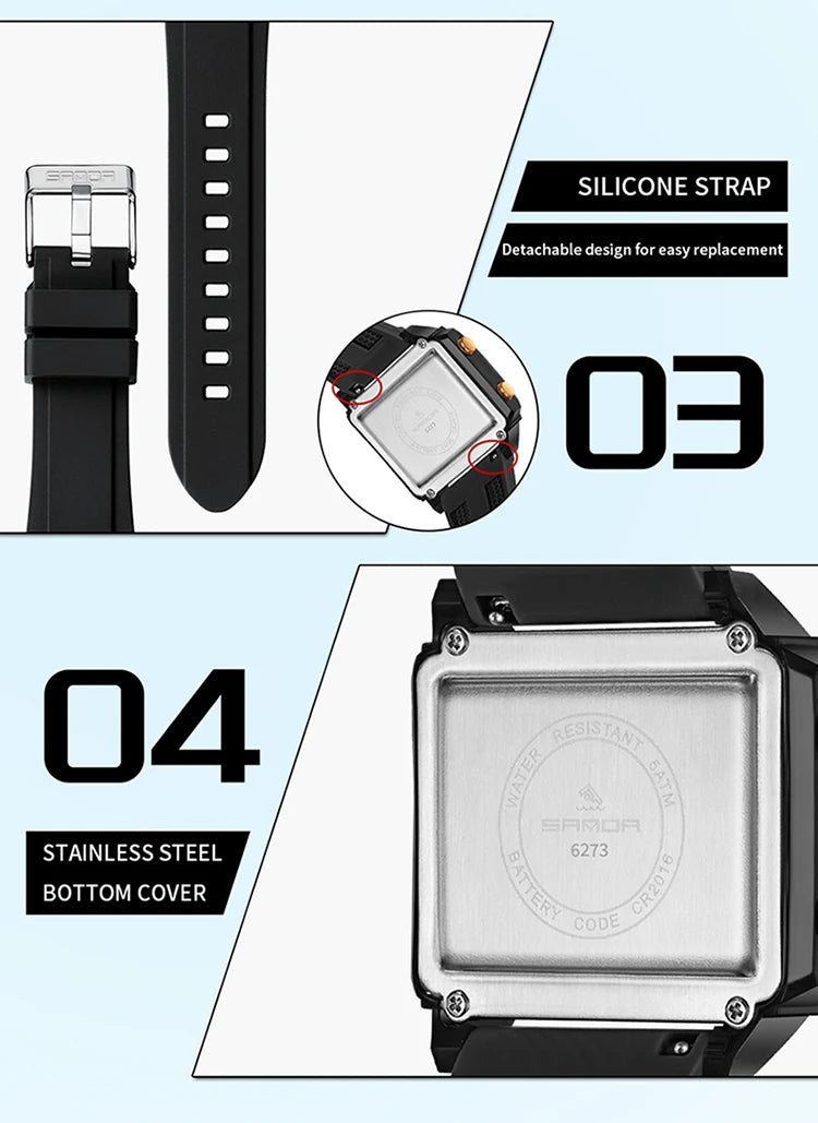 Reloj Digital SANDA Deportivo para Hombre Multifunción Luminoso