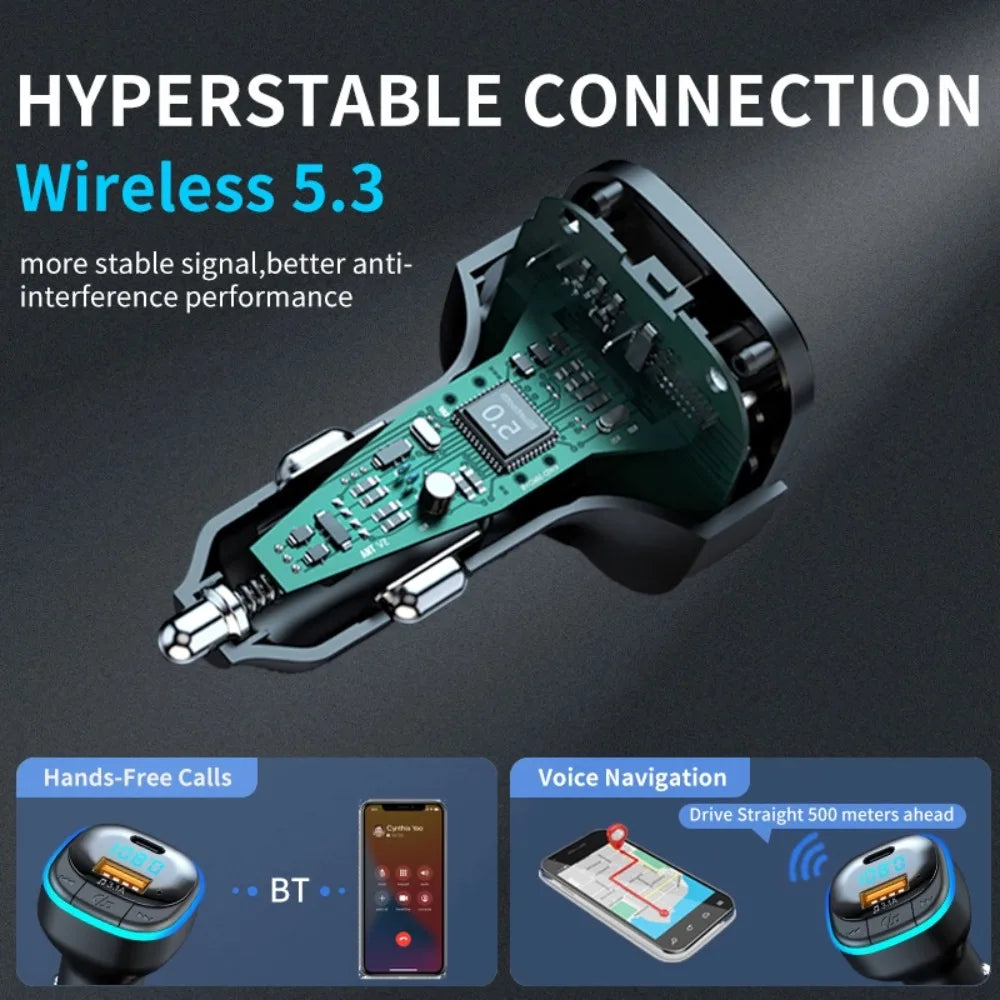 Transmisor FM Bluetooth para Auto con Cargador USB Dual y Micrófono