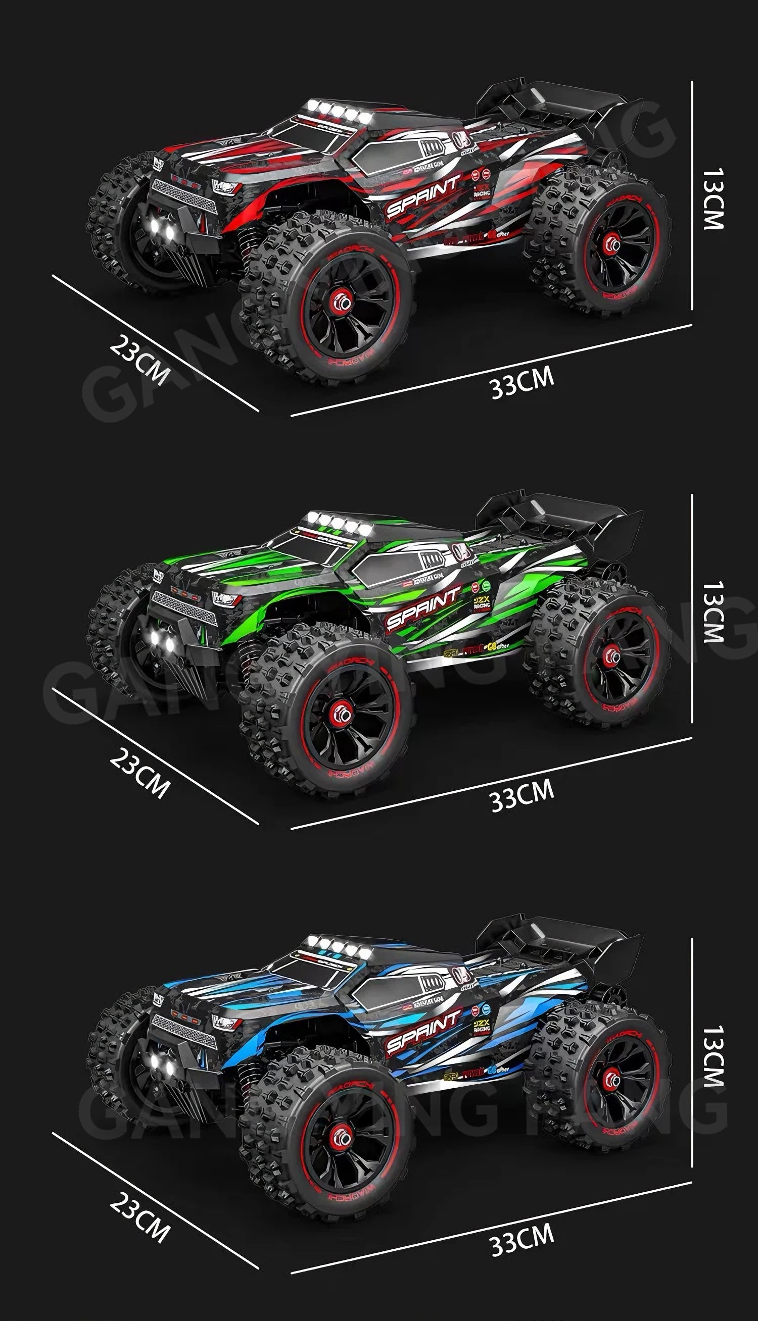Auto de Carreras RC 1:16 Alta Velocidad 85KM/H con LED para Niños