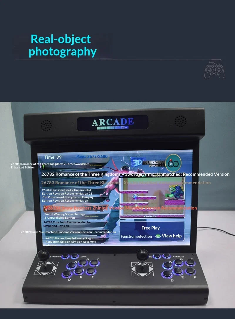 Máquina de juegos de 22 pulgadas, máquina de juegos arcade de escritorio, máquina arcade integrada para el hogar, más de 23000 juegos, compatible con varios idiomas
