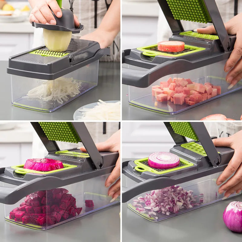 Cortador de verduras multifuncional, trituradora doméstica, máquina para cortar en cubitos, rallador de cocina, rebanador