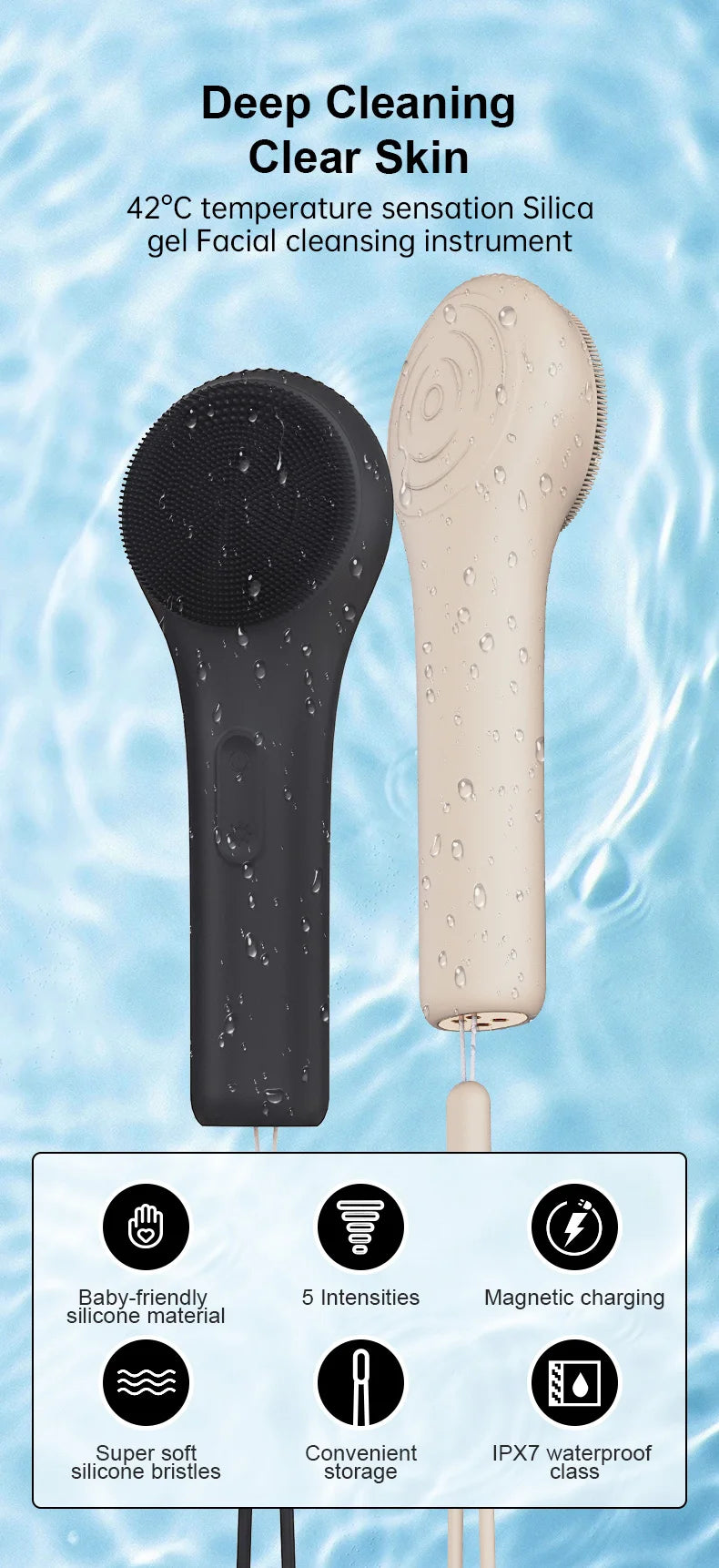Cepillo de limpieza Facial eléctrico, vibración sónica, limpieza profunda de poros, eliminador de espinillas, limpiador de poros, Spa, masajeador para el cuidado de la piel