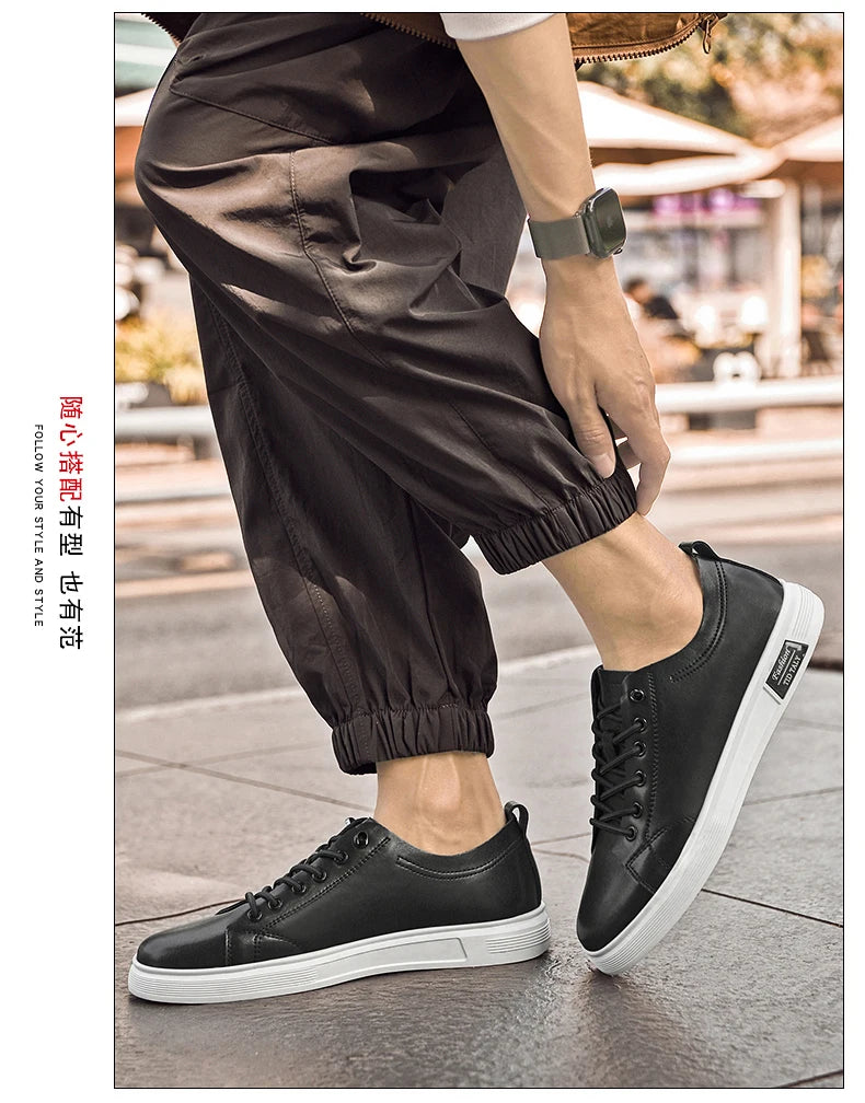 Zapatos casuales, zapatos deportivos de piel de vaca, zapatos planos, zapatos casuales clásicos para hombres, nuevos estilos de primavera y otoño, zapatos casuales de moda