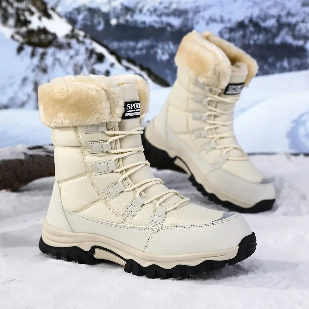 Botas de nieve para mujer forradas de felpa antideslizantes y cálidas