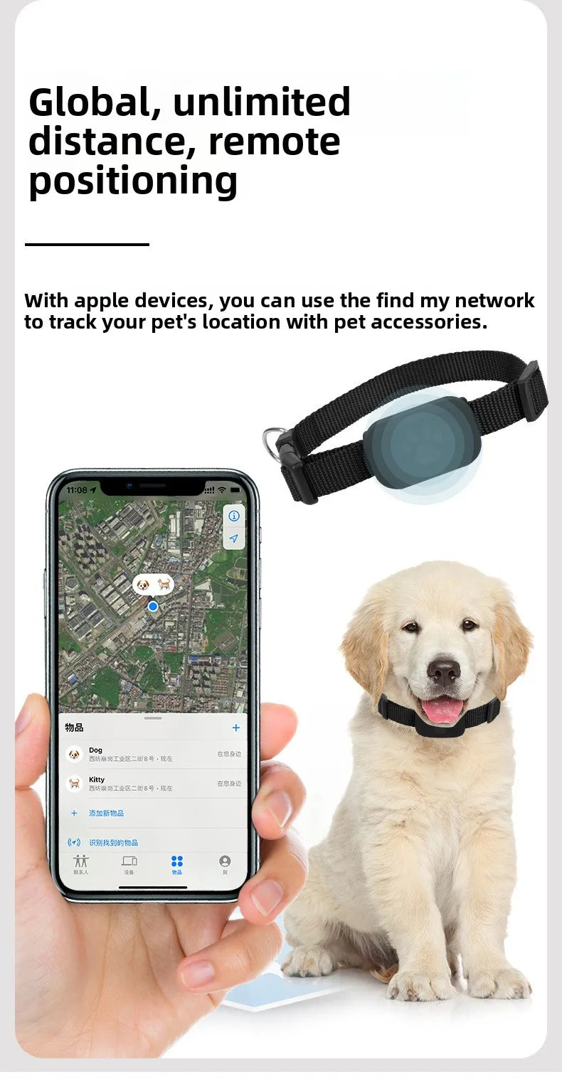 Rastreador GPS para Mascotas a Distancia, Impermeable, Seguimiento en Tiempo Real, Alerta de Movimiento, Collar Antipérdida para Perros y Gatos, Localizador Global para Apple Find APP
