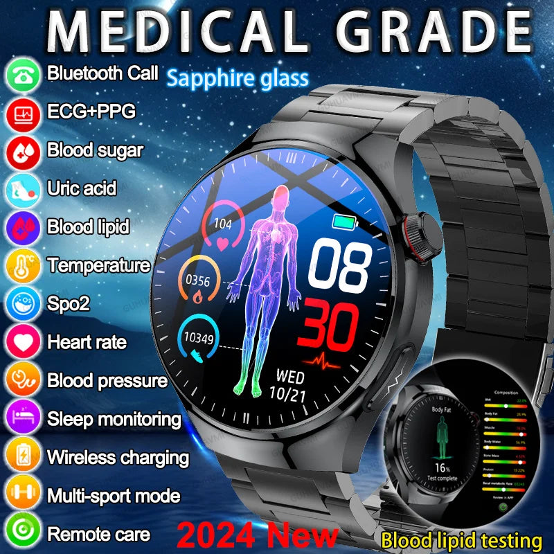 Reloj Inteligente Médico ECG Glucosa Ácido Úrico