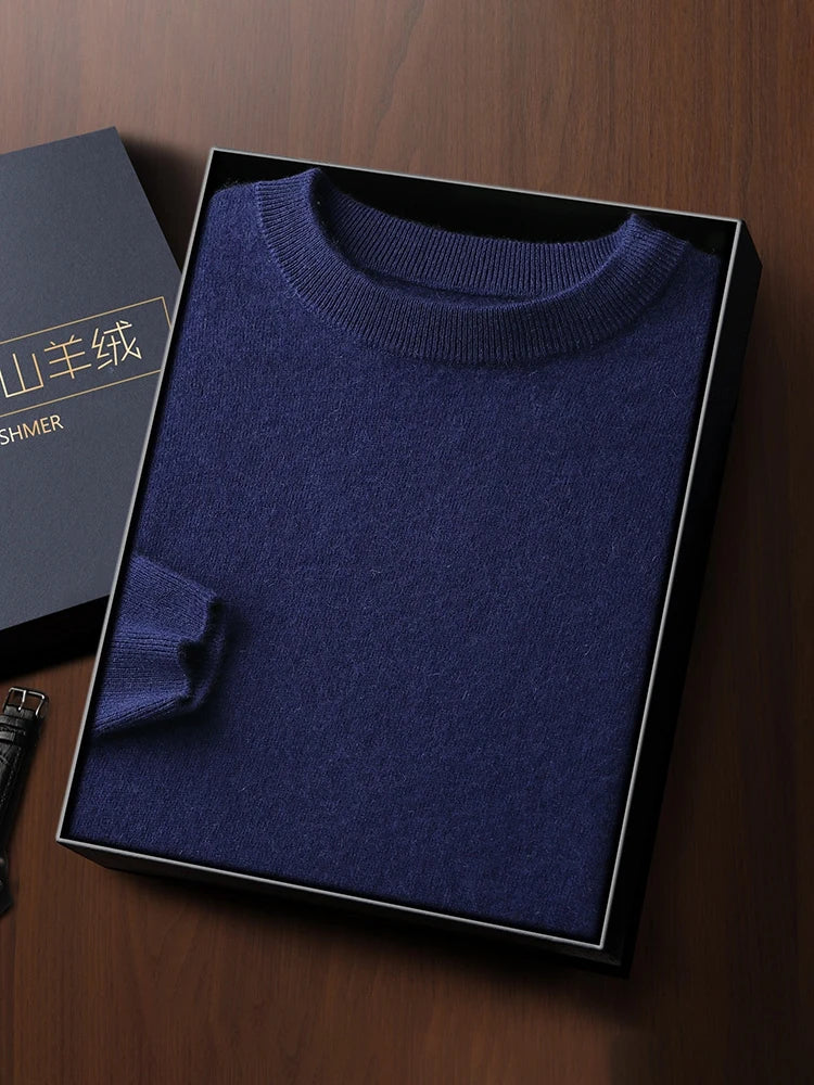 Suéter de Lana Merino 100% para Hombre - Cuello Redondo, Manga Larga
