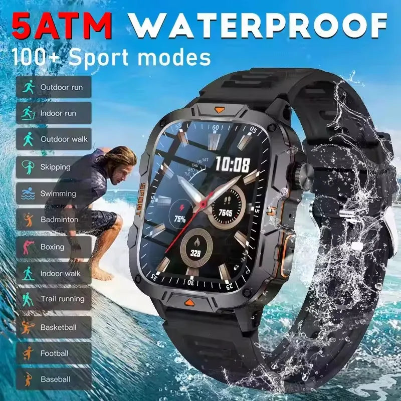 Reloj Inteligente de Grado Militar 2025, Pantalla AMOLED de 1.96 Pulgadas, Resistente al Agua 5ATM, Reloj Inteligente Deportivo con Llamadas Bluetooth