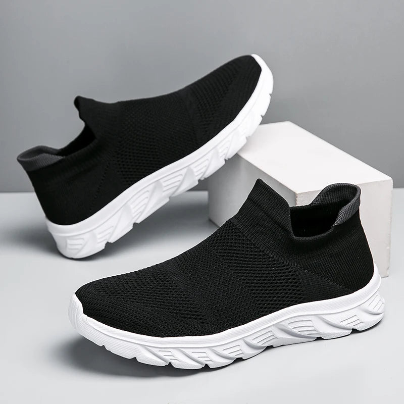 Zapatos informales transpirables para hombre, zapatos vulcanizados sin cordones, zapatillas informales ligeras para hombre, zapatos planos antideslizantes suaves, mocasines para exteriores