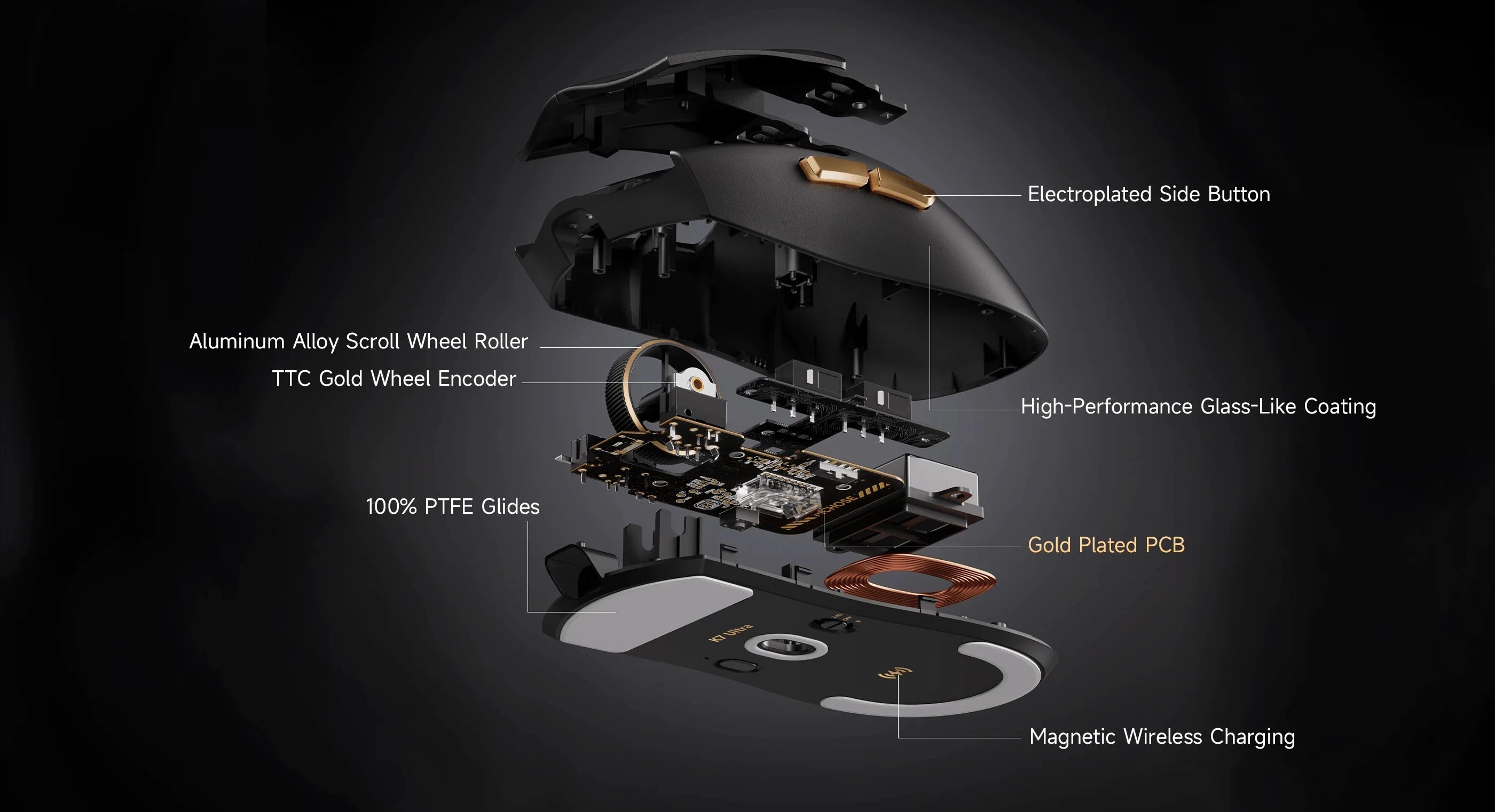MCHOSE K7-ratón Ultra inalámbrico para juegos PAW3950, doble tasa de orollamiento de 8K, base de carga inalámbrica magnética ligera, para deportes y oficina