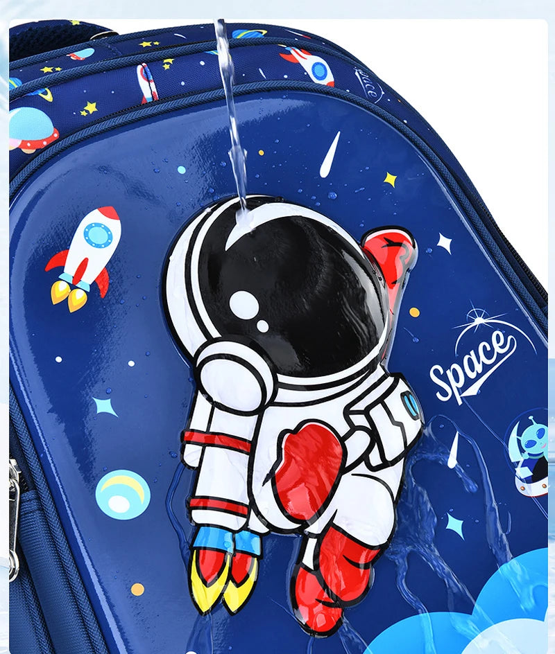 Bolso de hombro para niños, mochila para chico, astronauta estereoscópico 3D de dibujos animados, mochila escolar de ensueño para niño pequeño, escuela primaria impermeable