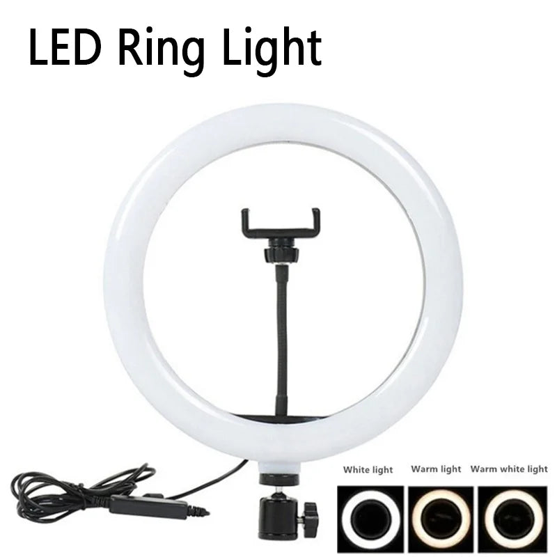 Anillo de luz para Selfie de 16/26/33cm, iluminación de relleno para fotografía, lámpara de anillo Led para teléfono, grabación de vídeo, transmisión en vivo, luz de relleno para Selfie