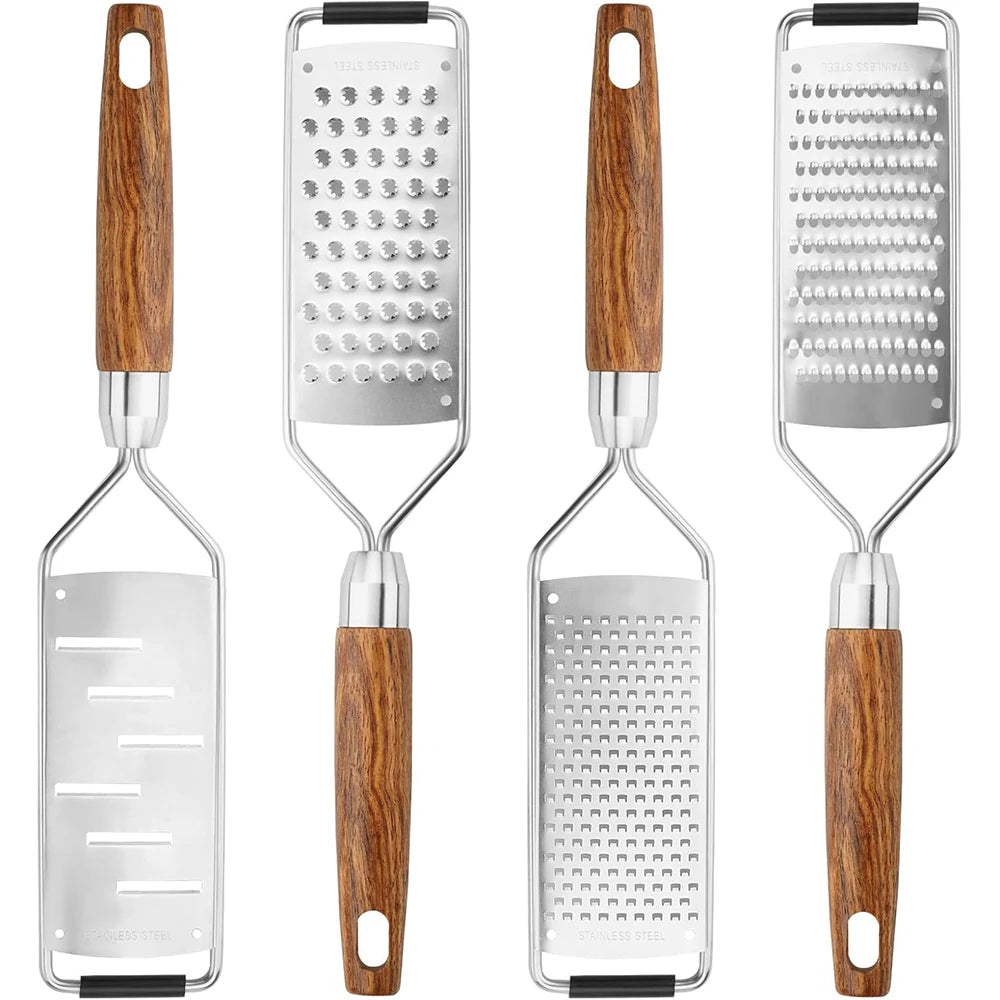 LMETJMA rallador de queso con mango de limón de madera Natural rallador Zester de acero inoxidable herramienta Zester de cítricos de cocina para jengibre JT259