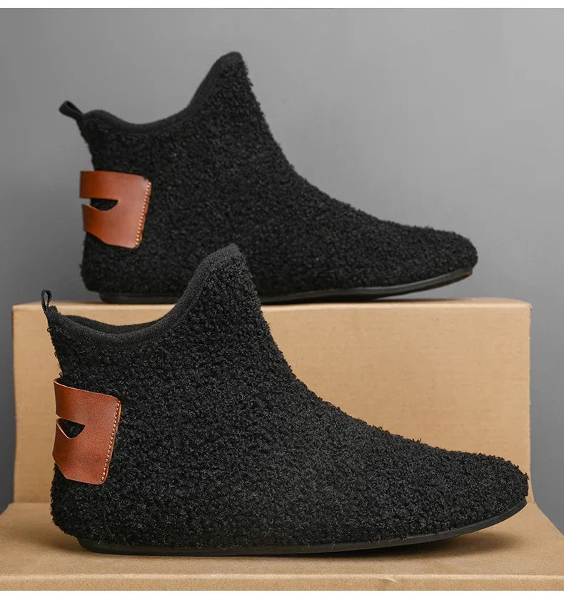 YRZL, zapatos de algodón de invierno para hombre, zapatillas ligeras sin cordones de alta calidad, mocasines de algodón de felpa para interiores, zapatos cálidos de invierno para hombre