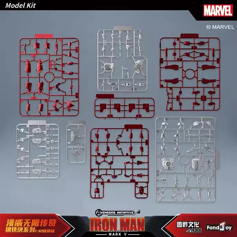 Figura de Anime de Iron Man MK5 de Marvel, Kit de Modelo a Escala 1/12, Serie Infinity Saga, Ironman Mark 5, Ensamblaje ABS, Articulaciones Móviles, Regalos y Juguetes