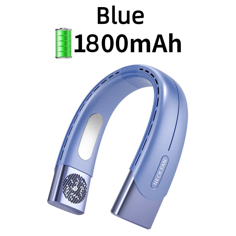 Ventilador de cuello Mini aire acondicionado portátil, Enfriador de aire recargable por USB, 5 velocidades, ventilador eléctrico para exteriores, 5000mAh